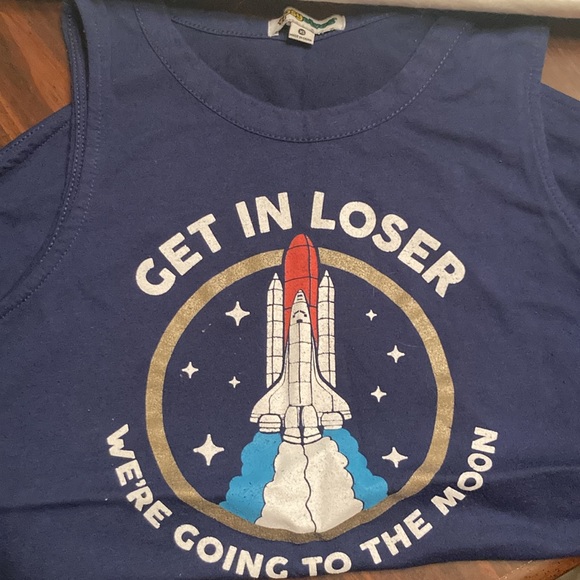 Get in Loser We’re Going to the Moon Xsmall Navy Tank Top - Picture 3 of 3